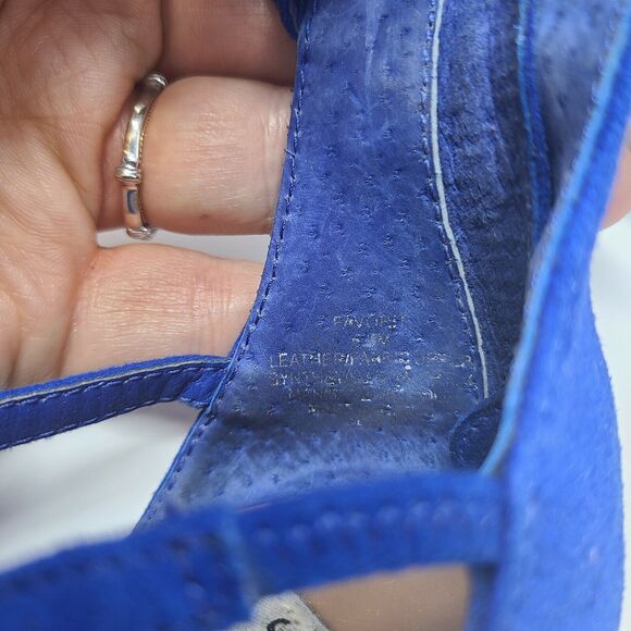 Steve Madden Favorit Women Open Toe Suede Gladiator Sandal 6.5 Fringe Boho Blue - Picture 6 of 6